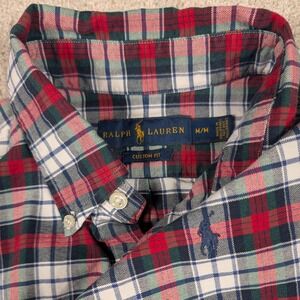 Ralph Lauren Shirt Mens Medium Multicolor Plaid LS Button Down Custom Fit Pony